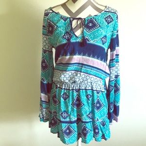 Blue printed dress